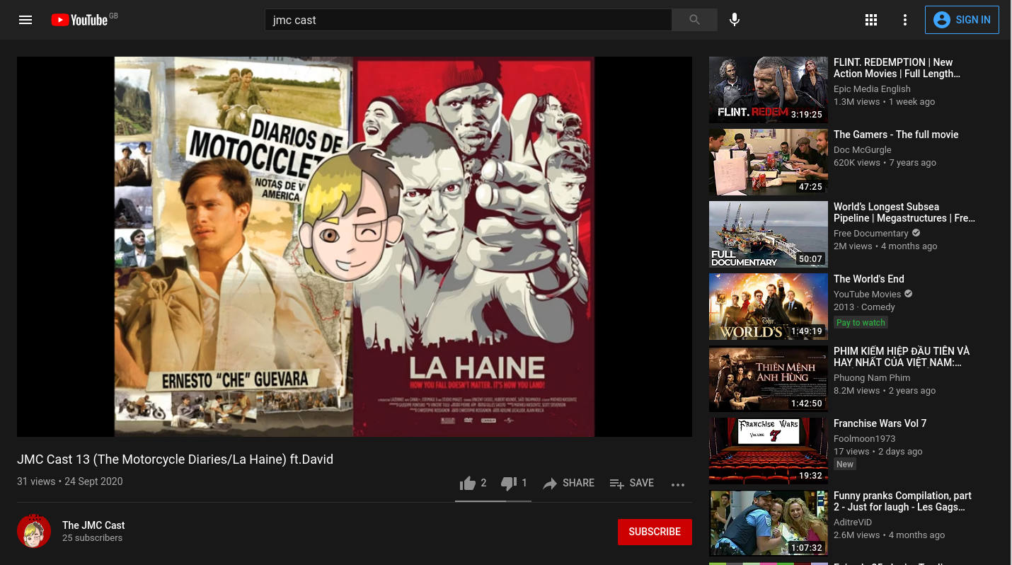 screenshot of youtube title screen for jmc cast 13